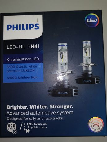 Led-hl H4 лампочки PHILIPS x-treme ultinon LED 6500K +200%