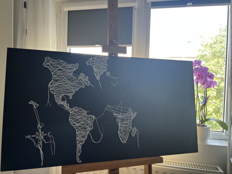 tablou string art harta lumii