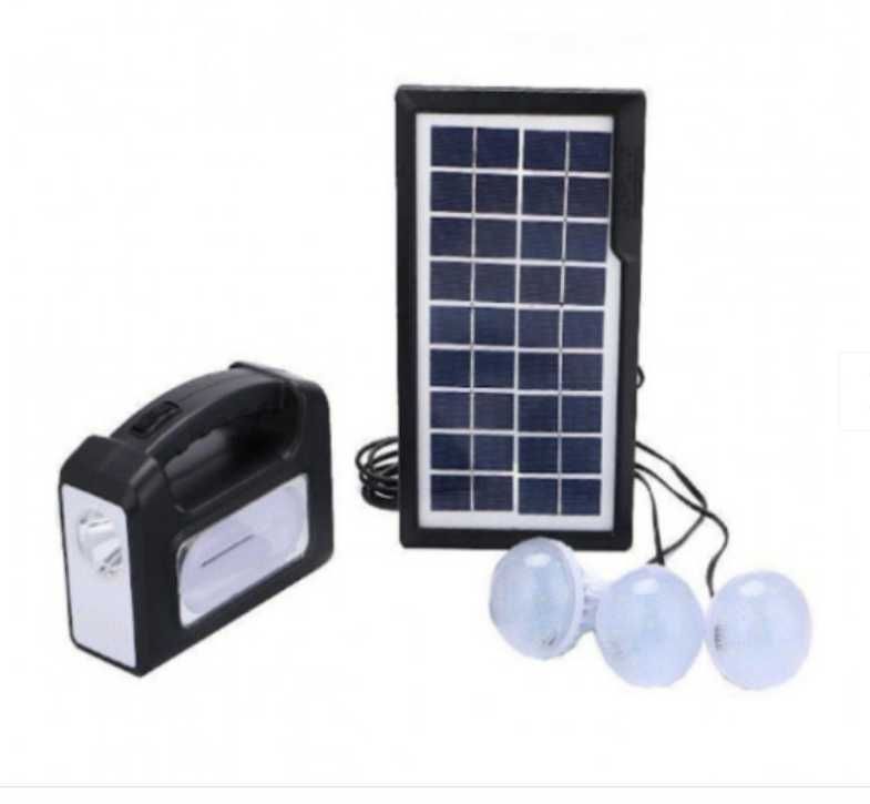 Kit 3 lanterna, panou solar, 3bec, usb incarcare telefon, si alim 220