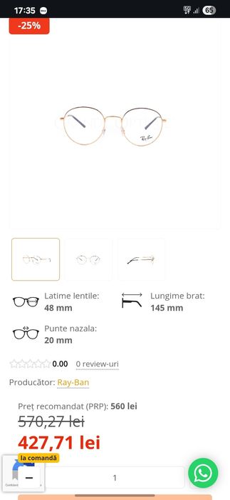 Ochelari Rayban RB3681V 3094, rose gold, ca noi, toc inclus