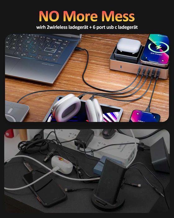 Statie de incarcare 320W 8 in 1 cu 2 incarcari wireless