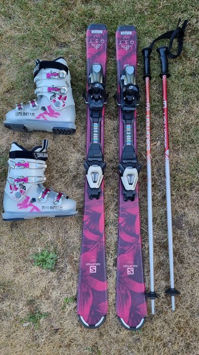 Детски ски Salomon 110см, обувки 21.5, щеки