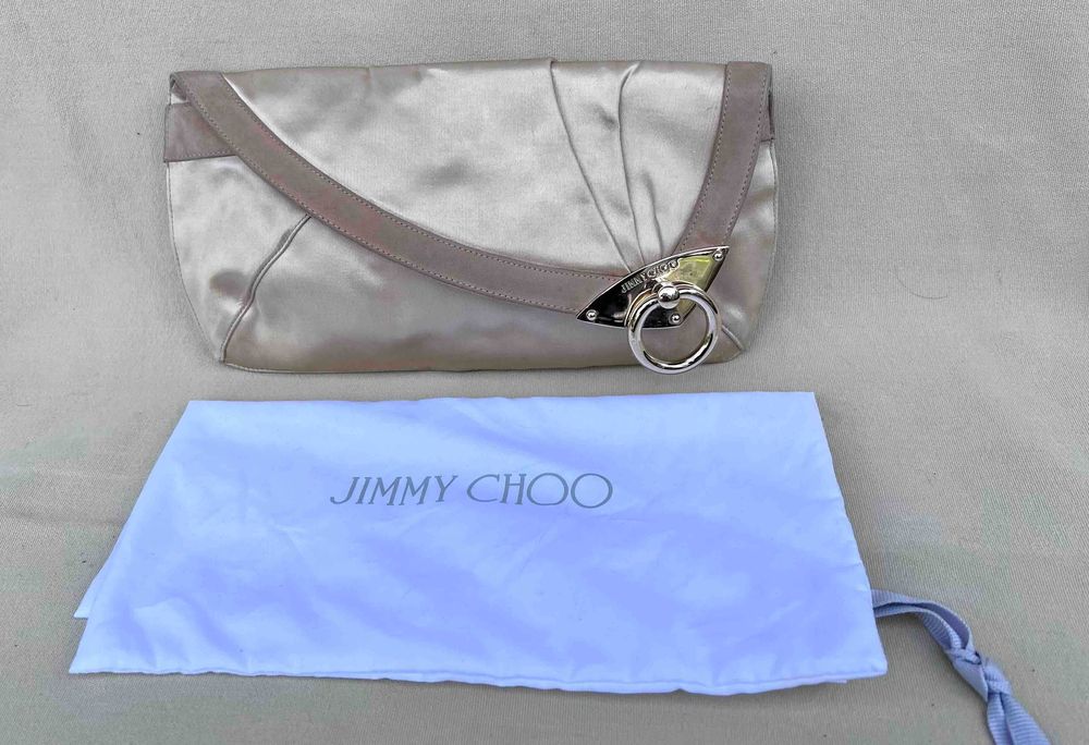 Jimmy Choo Superba Geanta Vintage Clutch Plic Satin Bej Italia