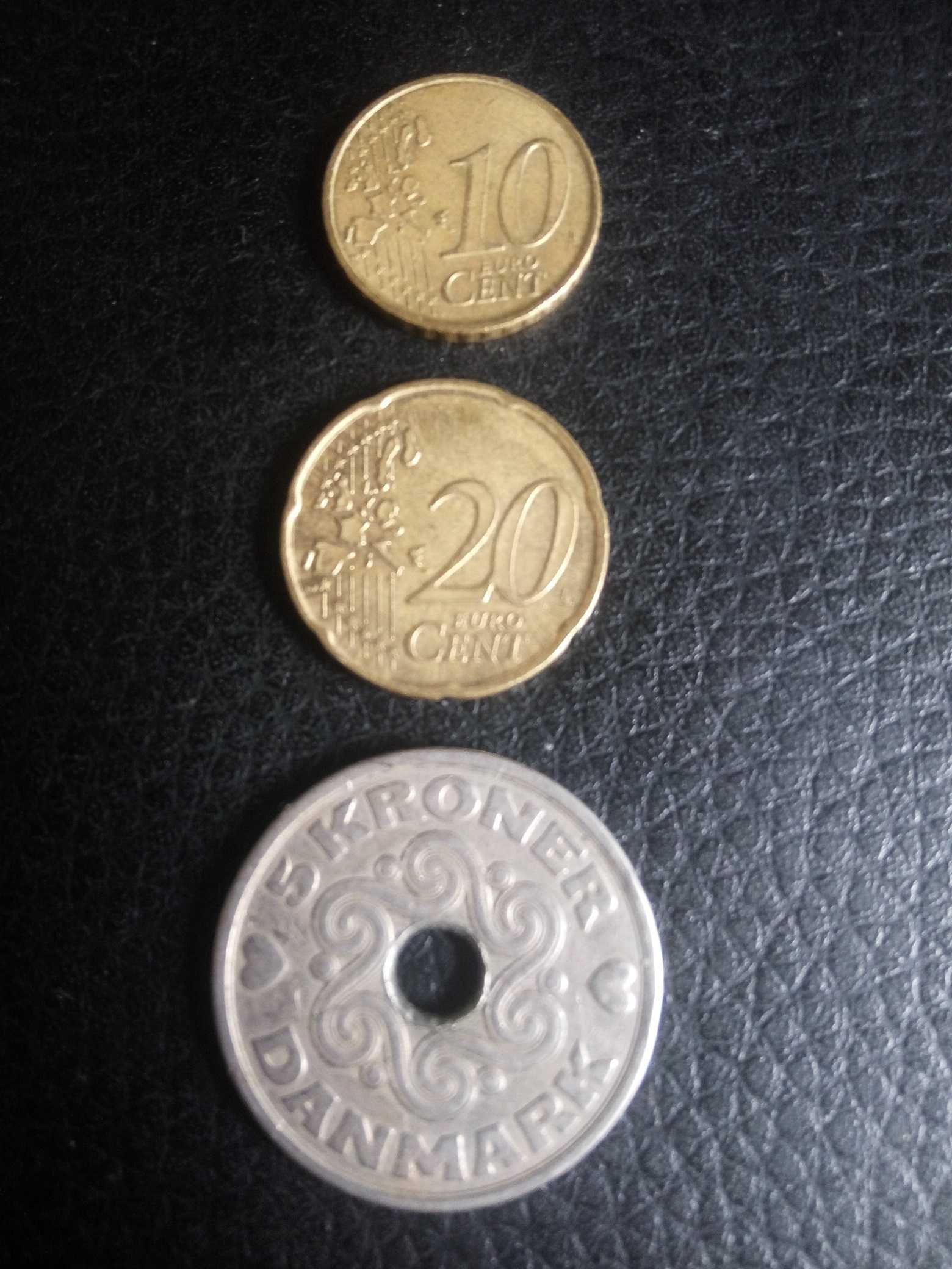 Monede rare 10 - 20 Euro Cent 2002 si 5 Kroner 1990