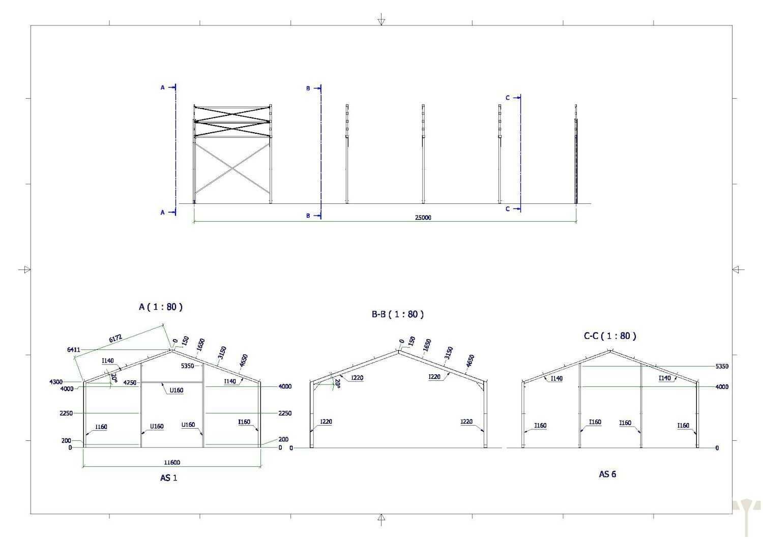 Structura metalica noua 11.60*25 m otel galvanizat