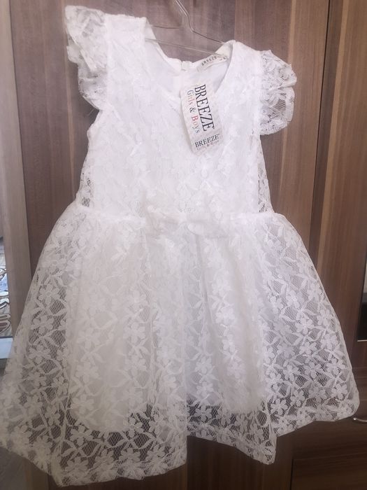 Детска бяла рокля 98см