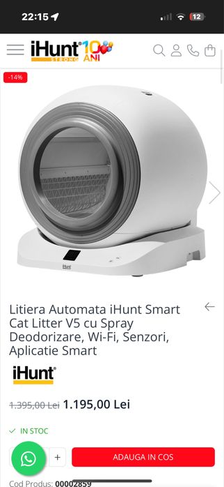 litiera automata nouă iHunt Smart V5