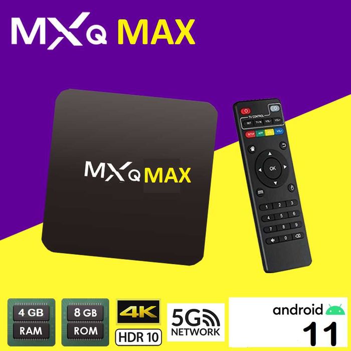 Нови 4GB RAM/32GB MXQ MAX 4 ядрен 2GHZ Android 11.1 TV BOX WiFi 4K