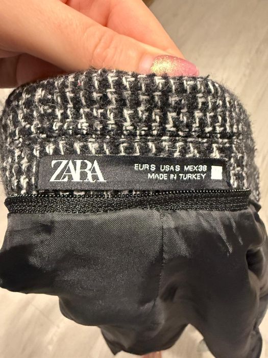 Palton pardesiu Zara men poliester gri carouri