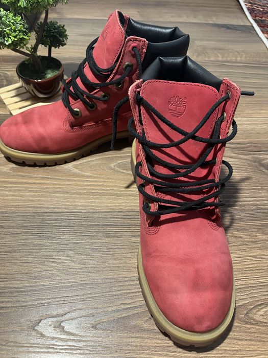 Ghete Timberland 6 Inch Premium Nubuck Red Waterproof