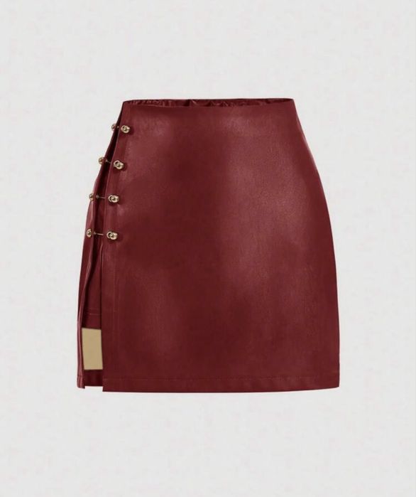 Кожена пола червена бордо м размер нова