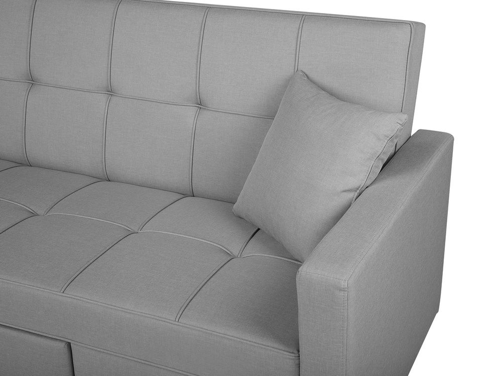 Canapea extensibilă din textil gri cu 3 locuri, Beliani
