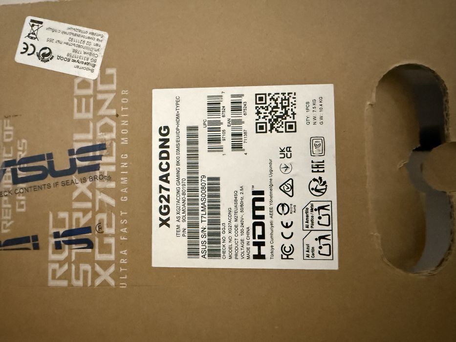Монитор ASUS ROG Strix XG27ACDNG QD-OLED, 0,03 ms 2560x1440, 360.00 Hz
