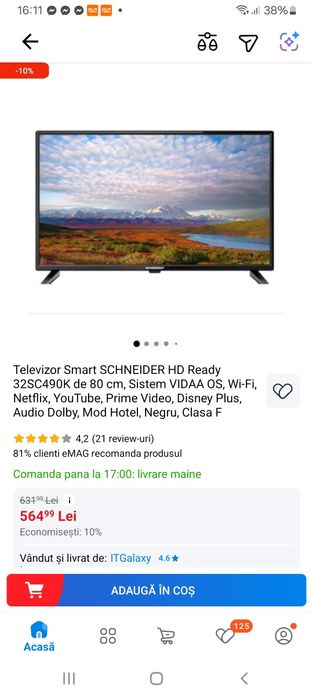 Vand televizor tv Smart Schneider, 80 cm, sigilat, 2 ani garanție