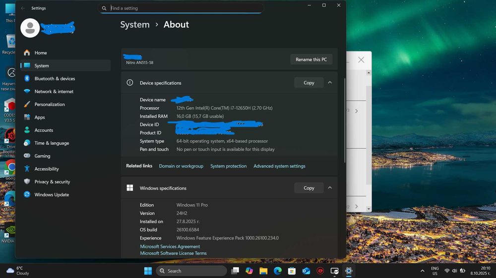 Acer Nitro 5 AN515-58 • i7-12650H • RTX 4060 (140W) • 16GB DDR5
