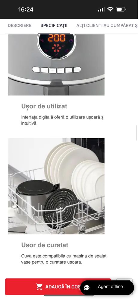 Friteuza cu aer cald Tefal capacitate 4.2L