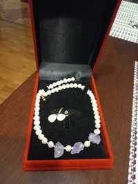 Set perle + cercei colier damă cadou