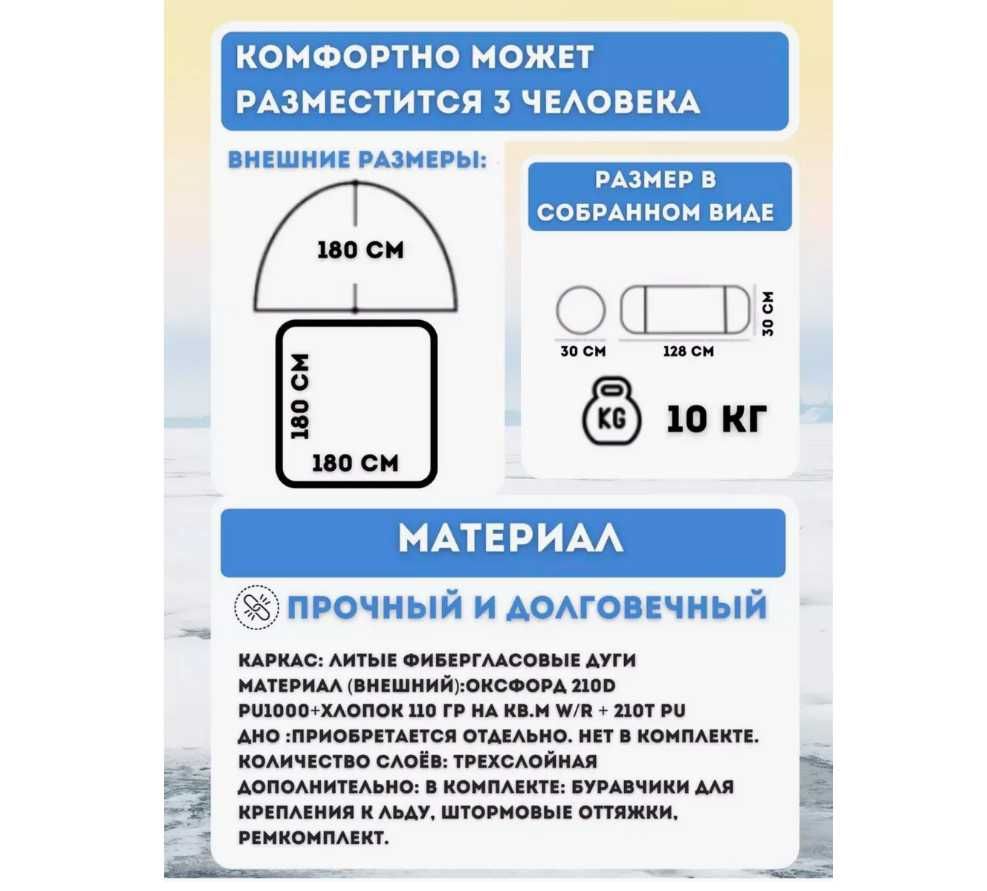 Палатка Зимняя теплая ветрозащитная-1,45x1,45x1,6 м Доставка бесплатно