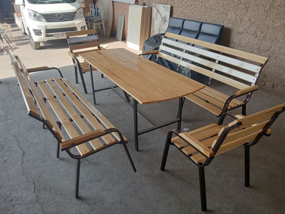 Дачник стол стуллар козсиз 10 кишилик 2 метр узунлиги бакувват