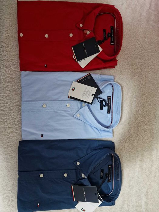 Camasa Tommy Hilfiger | XXL | Regular | Albastru melange/glaciar, Rosu