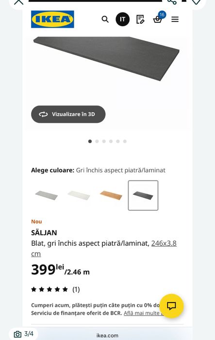 Blat bucatarie comus din 3 bucati debitat pentru chiuveta si plita