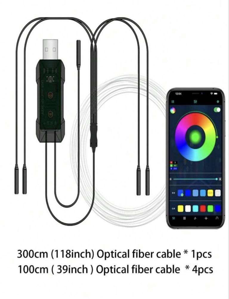 амбиентно осветление за кола с bluetooth и USB5
