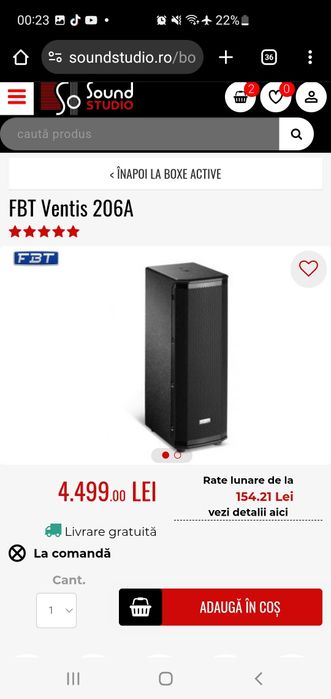 Boxa activa FBT Ventis 206A + husa monitor control