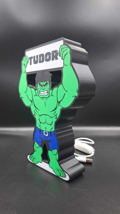 Lightbox HULK Personalizat cu Nume Lumină LED CADOU COPII marvel