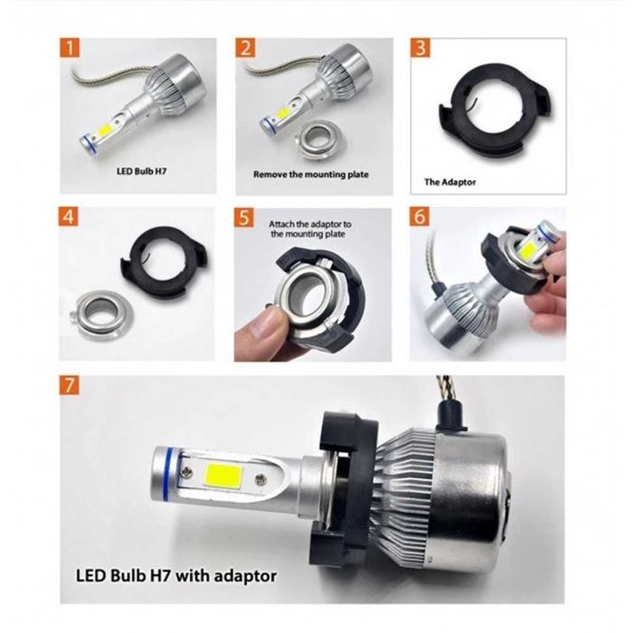 Адаптер/Преходник за LED крушки Н7 - VW Passat В5.5/ B6 /Ford Kuga.