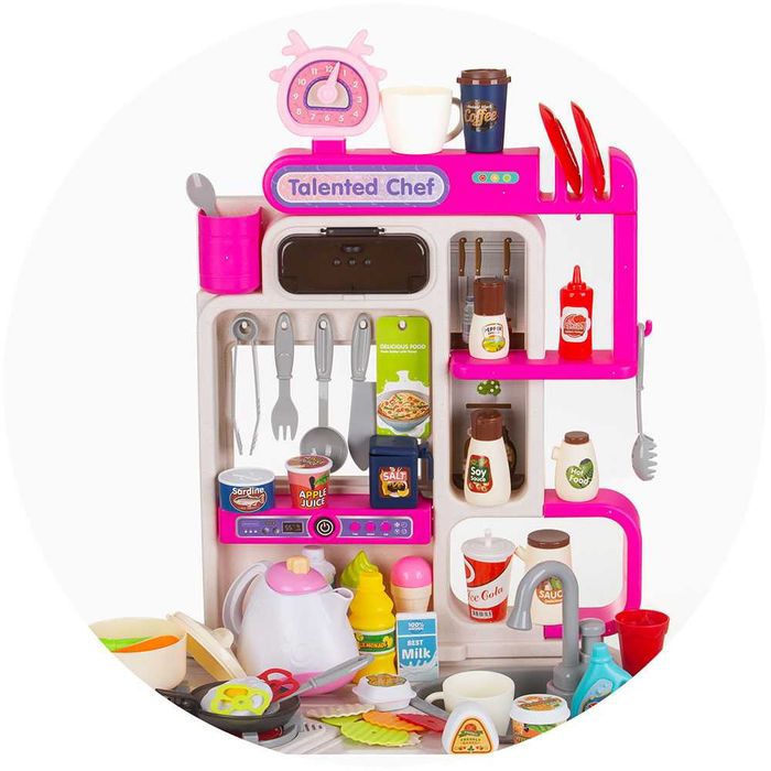 Set jucarie bucatarie 93 cm cu sistem de curgere apa, lumini, sunete