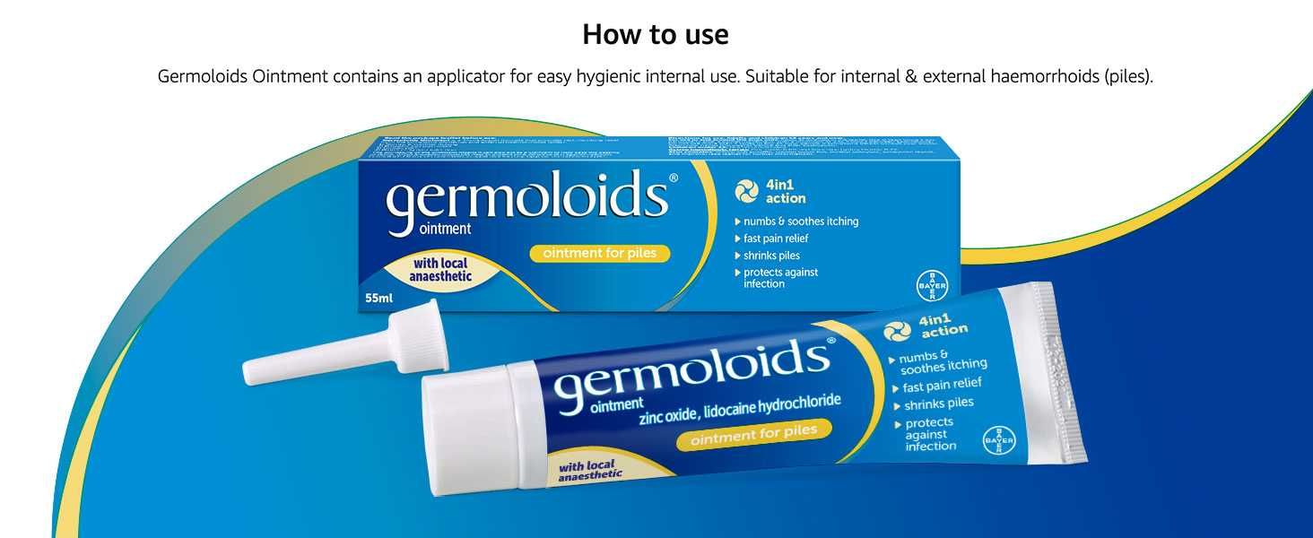 Germoloids Ointment Мехлем хемороиди БЪРЗОДЕЙСТВАЩ Bayer 55мл Германия