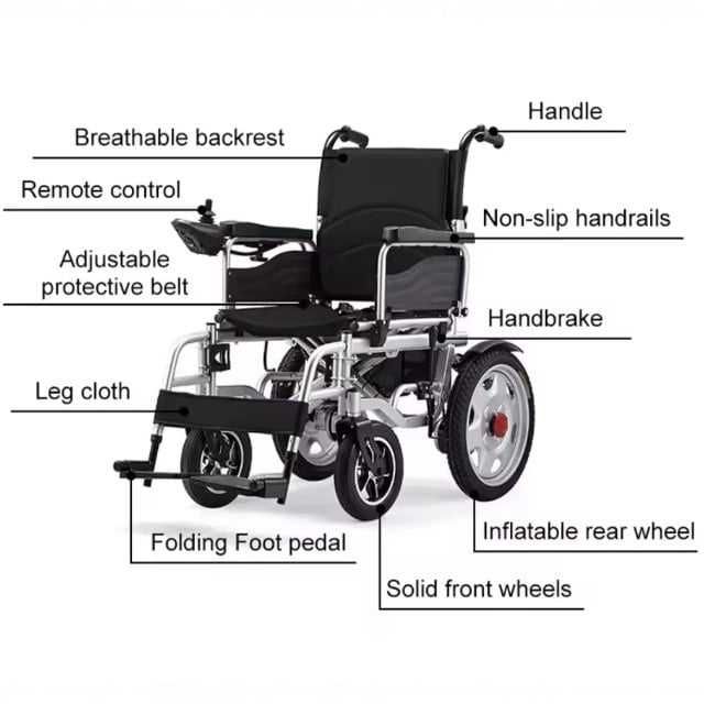 Scaun cu Rotile Electric Pliabil cu Joystick, Baterie 12Ah