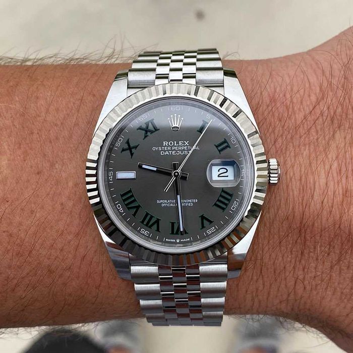 rolex datejust 41mm wimbledon silver