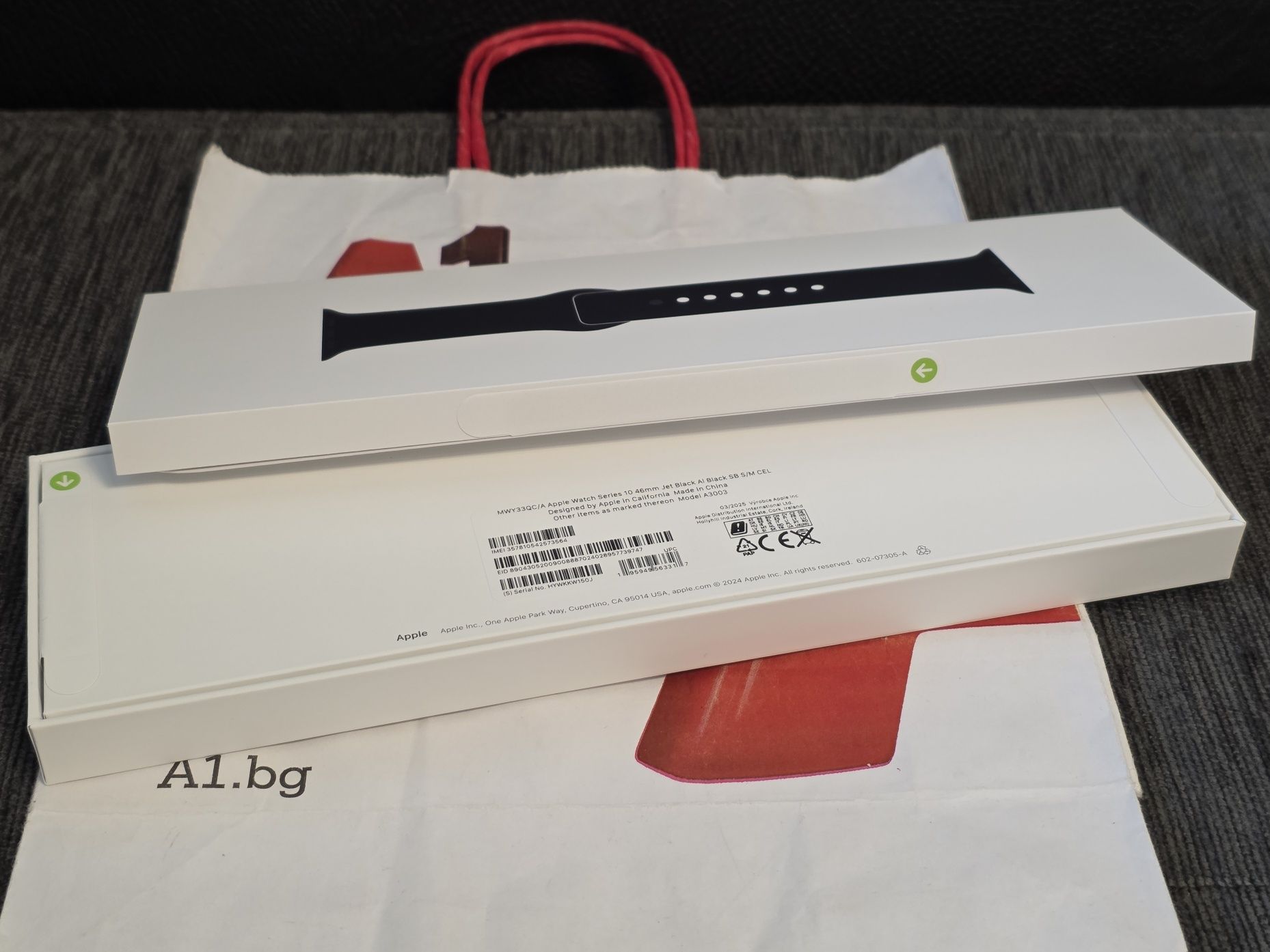 ЗАПЕЧАТАН 46mm Apple watch 10 CEL Гаранция A1 2027г. Jet Black / Черен
