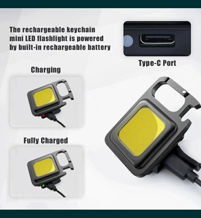 Mini lanterna puternică led tip breloc, waterproof prindere magnetică.