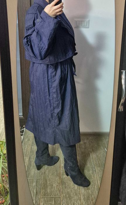 Trench albastru închis, XL modern