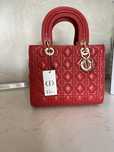 Чанта Lady Dior среден размер червена