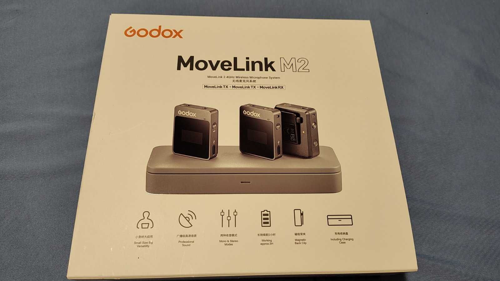 Безжична система микрофони Godox Movelink M2 dual - Чисто нови