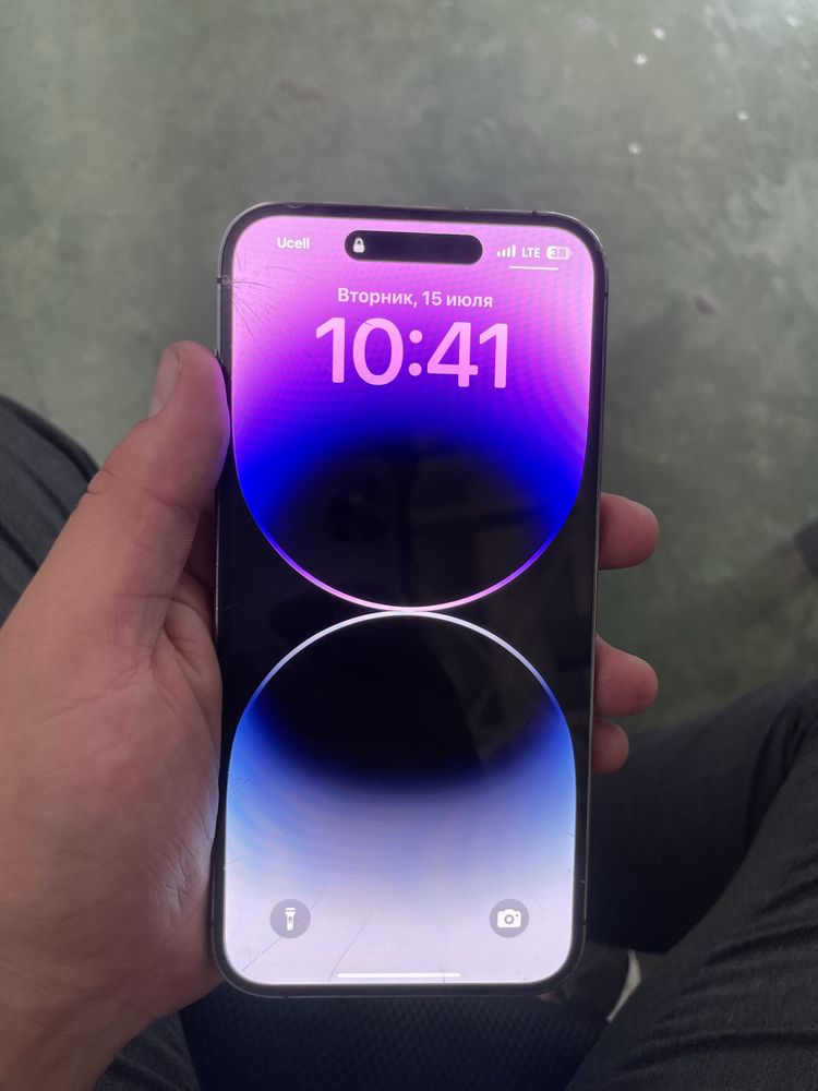 Iphone 14 pro max purpple dual sim aybi ekran shishasi singan