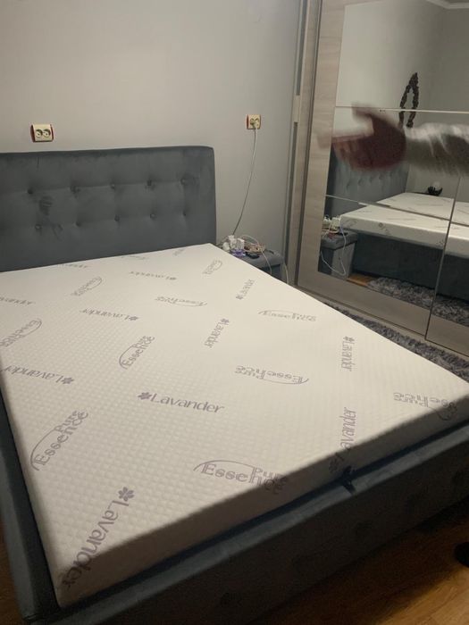Pat ADRIA Tapitat, cu somiera rabatabila + spatiu depozitare + saltea