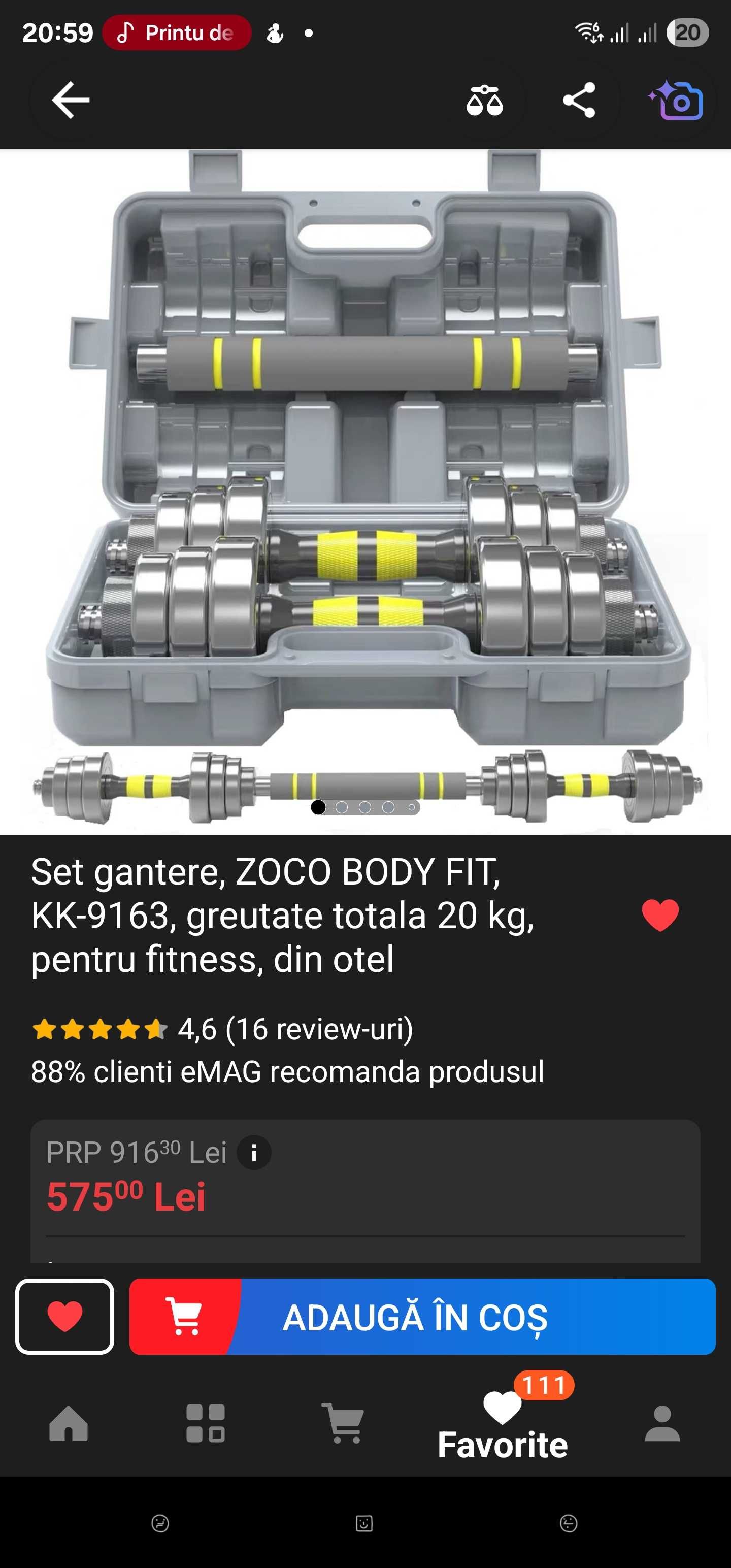 Set Gantere 20kg ZocoBodyFit