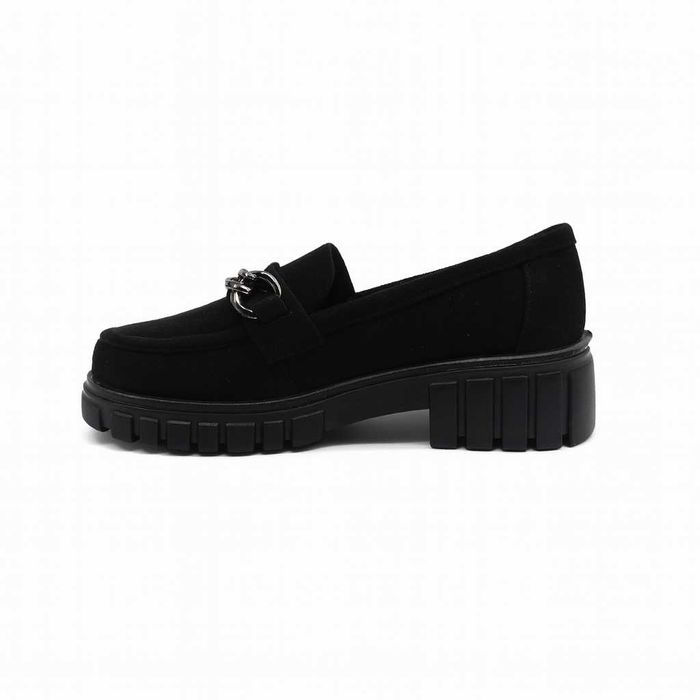 Дамски черни мокасини от еко велур