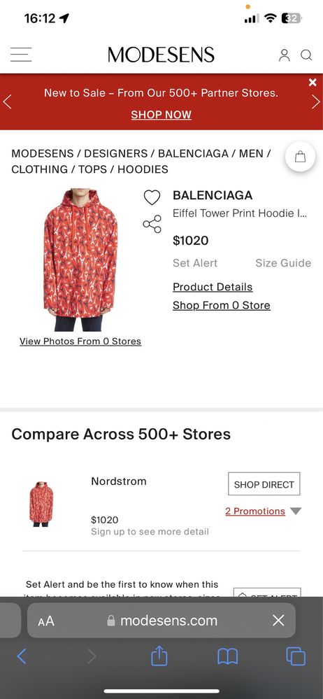 100% оригинално Balenciaga Eiffel Tower Print Hoodie Oversized