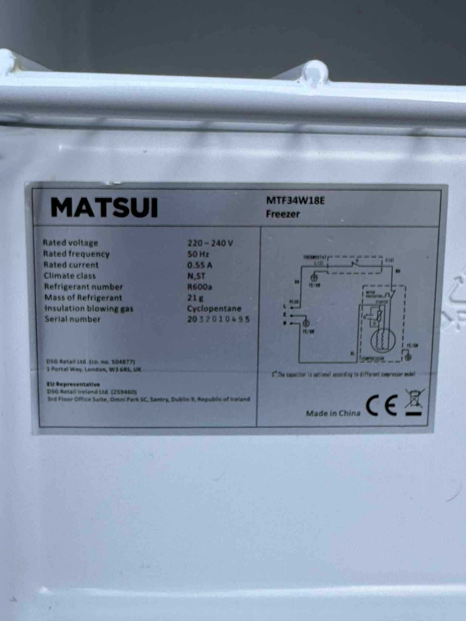 Мини Фризер MATSUI MTF34W18E - 34л