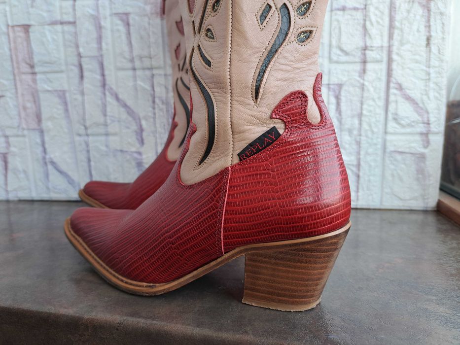 дамски каубойски ботуши,зимни обувки,боти на ток, Replay номер37