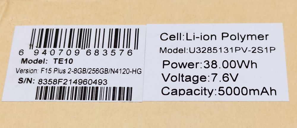 Laptop Teclast F15 Plus 2, 15,6 inchi, Intel N4120 Quad-Core, 8 GB