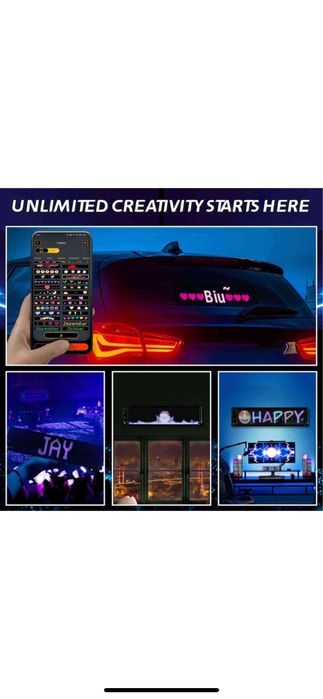 Гъвкав LED дисплей за кола, APP контрол, водоустойчив, 5M кабел