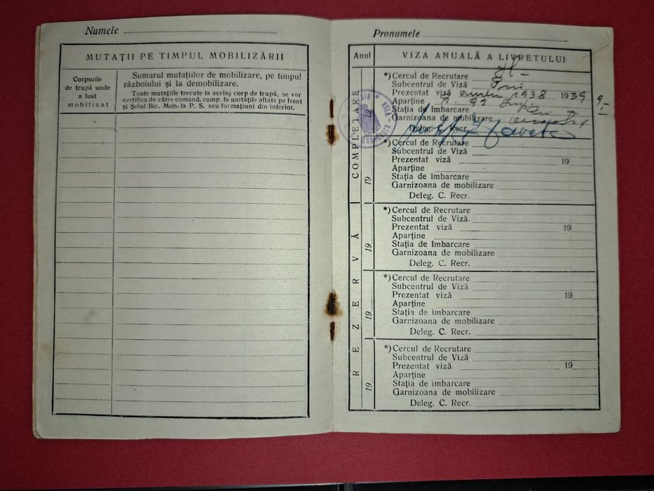 Livret de serviciu militar - Rgt.92 Infanterie