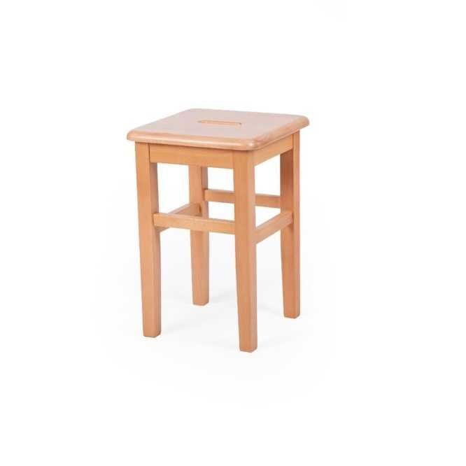Set 2 scaune tip taburete din lemn masiv de fag, culoare natur lacuit