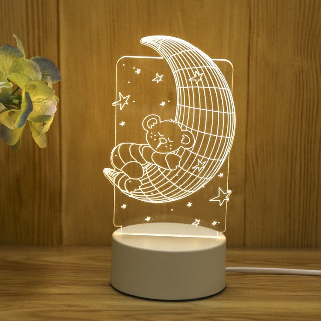 Холограмна 3D LED нощна лампа, 4W, 220V